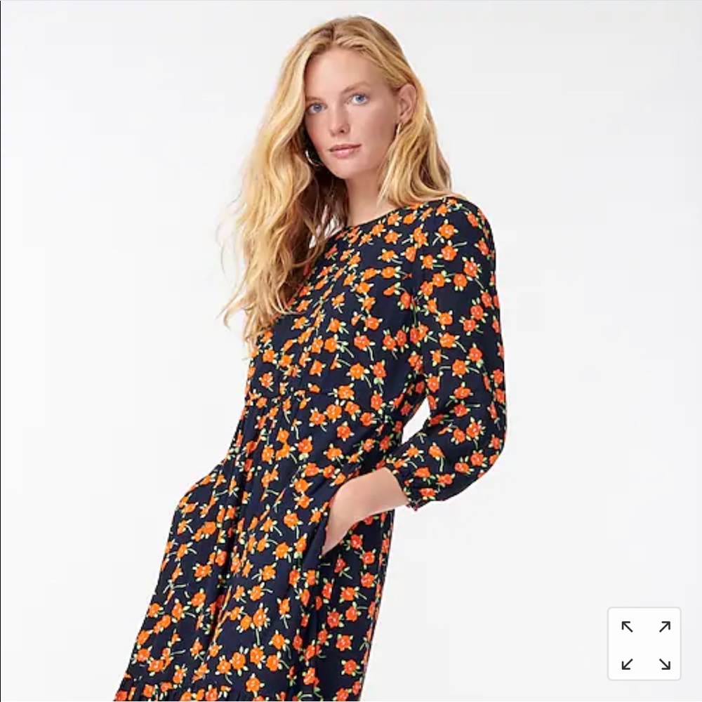 NWT J. Crew Tiered Midi Dress in Poppy Fields